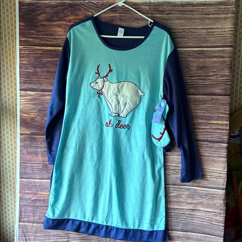 Blue and Navy Polar Bear Pajama Dress